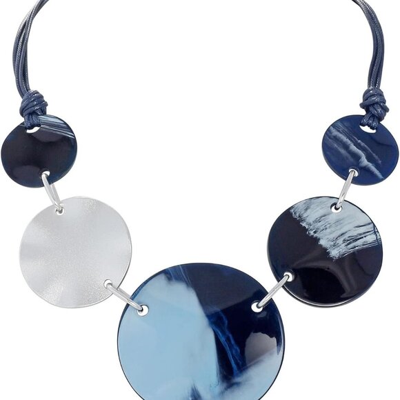 Chunky Irregular Acrylic Costume Pendant Necklace Women Large Statement 22" Coll - Picture 1 of 7